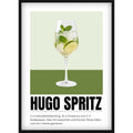 Hugo Spritz Poster mit Rezept – Stilvolle Küchen-Deko & Wandbild für die Hausbar – Modernes Cocktail-Print Design in Grün