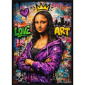 Kunstdruck Mona Lisa Street Art  – Modernes Graffiti Design „Love Art“ mit Krone & Hoodie