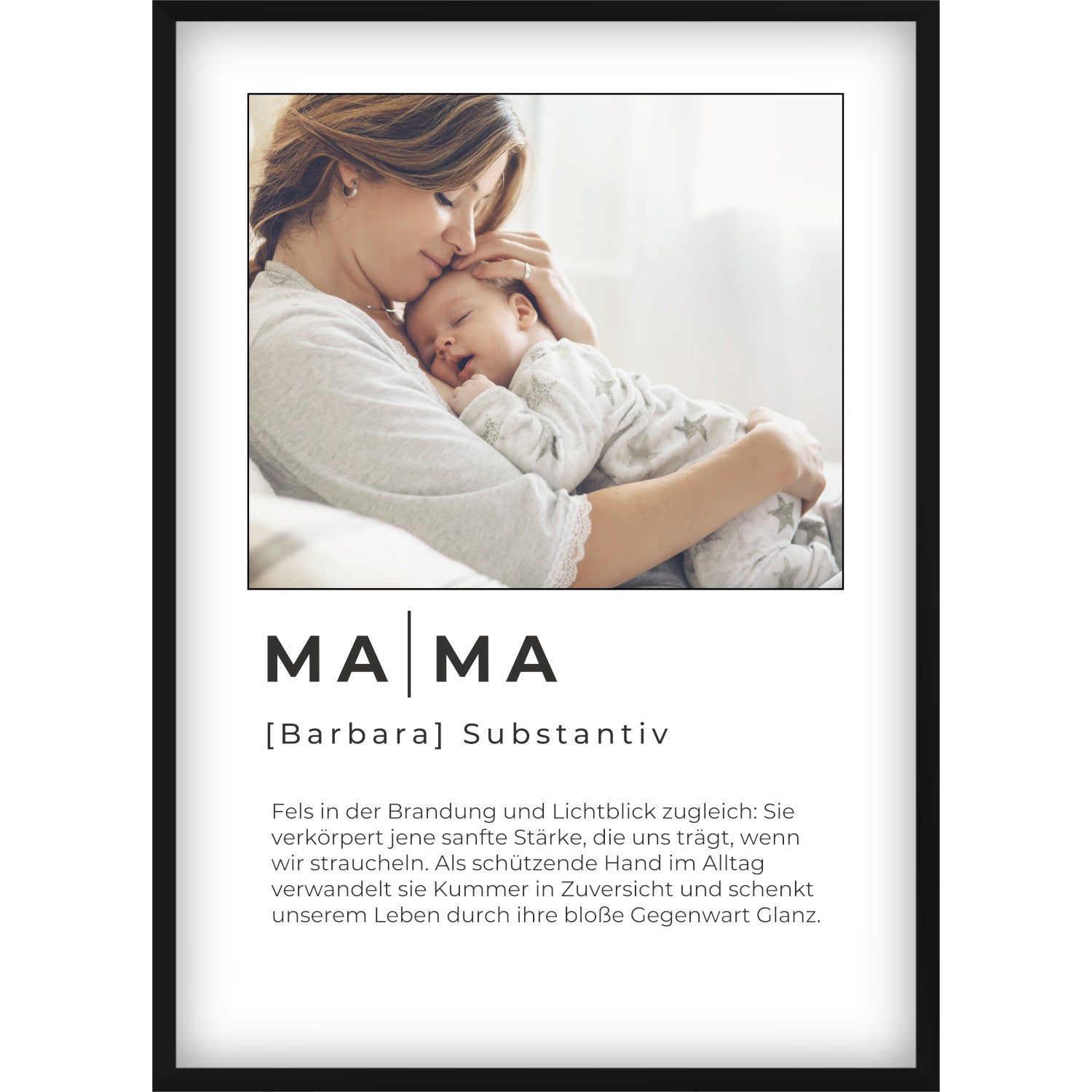 Personalisiertes Mama Definition Poster – Individuelles Foto-Geschenk mit Name & emotionalem Spruch zum Muttertag oder Geburtstag