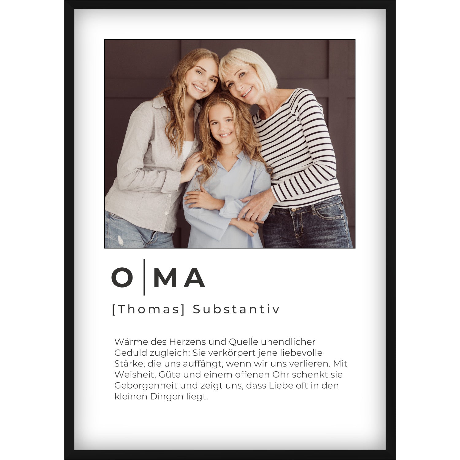 Personalisiertes Oma Definition Poster – Individuelles Foto-Geschenk mit Name & emotionalem Spruch zum Muttertag oder Geburtstag
