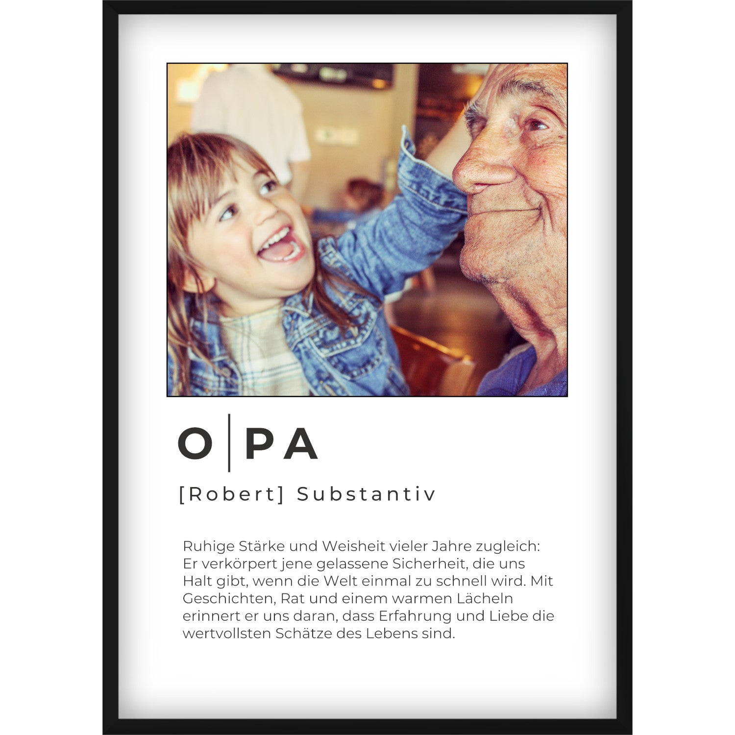 Personalisiertes Opa Definition Poster – Individuelles Foto-Geschenk mit Name & emotionalem Spruch zum Vatertag oder Geburtstag