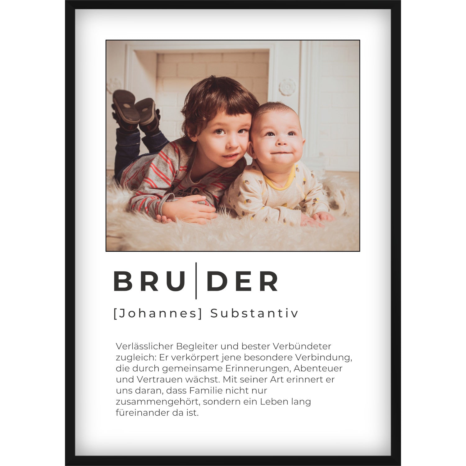 Personalisiertes Bruder Definition Poster – Individuelles Foto-Geschenk mit Name & emotionalem Spruch zum Geburtstag oder als Überraschung