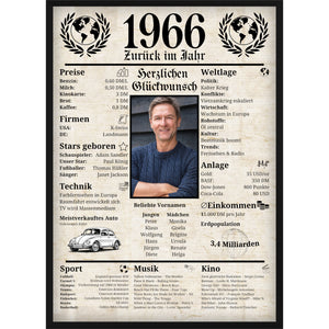 Personalisiertes Poster zum 60. Geburtstag Geschenk – Zeitung 1966 mit eigenem Foto & Name