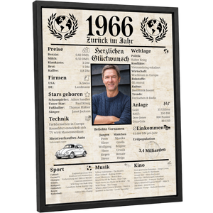 Personalisiertes Poster zum 60. Geburtstag Geschenk – Zeitung 1966 mit eigenem Foto & Name