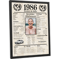 Personalisiertes Poster zum 40. Geburtstag Geschenk – Zeitung 1986 mit eigenem Foto & Name