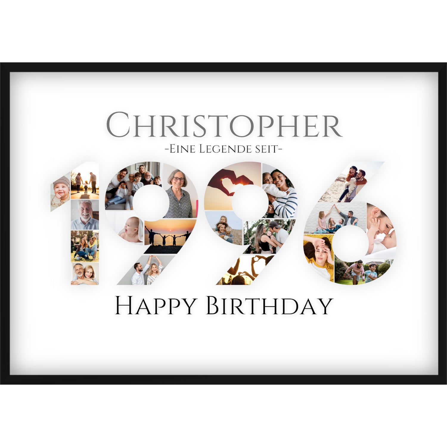 Fotocollage 30. Geburtstag – Personalisiertes Poster mit Fotos & Name | Geschenk zum 30 Geburtstag | Jahreszahl 1996