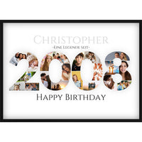 Fotocollage 18. Geburtstag – Personalisiertes Poster mit Fotos & Name | Geschenk zum 18 Geburtstag | Jahreszahl 2008