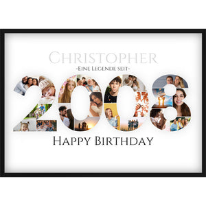Fotocollage 18. Geburtstag – Personalisiertes Poster mit Fotos & Name | Geschenk zum 18 Geburtstag | Jahreszahl 2008