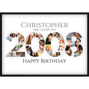 Fotocollage 18. Geburtstag – Personalisiertes Poster mit Fotos & Name | Geschenk zum 18 Geburtstag | Jahreszahl 2008
