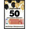 Geldgeschenk zum 50. Geburtstag mit Geheimfach für persönliche Nachricht – Poster "Legendär & Millionär"