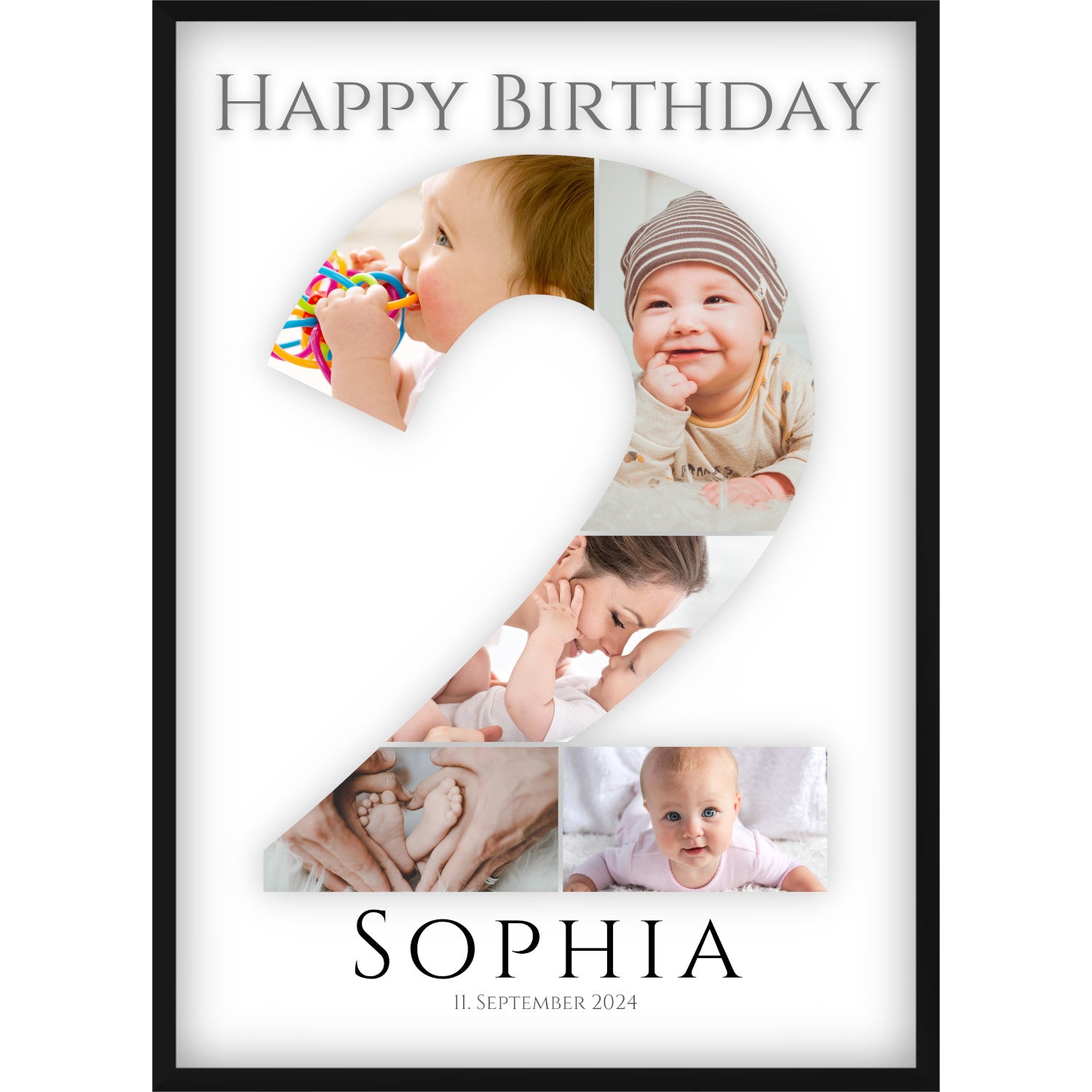 Fotocollage 2. Geburtstag – Personalisiertes Poster mit Fotos & Name | Geschenk zum 2 Geburtstag