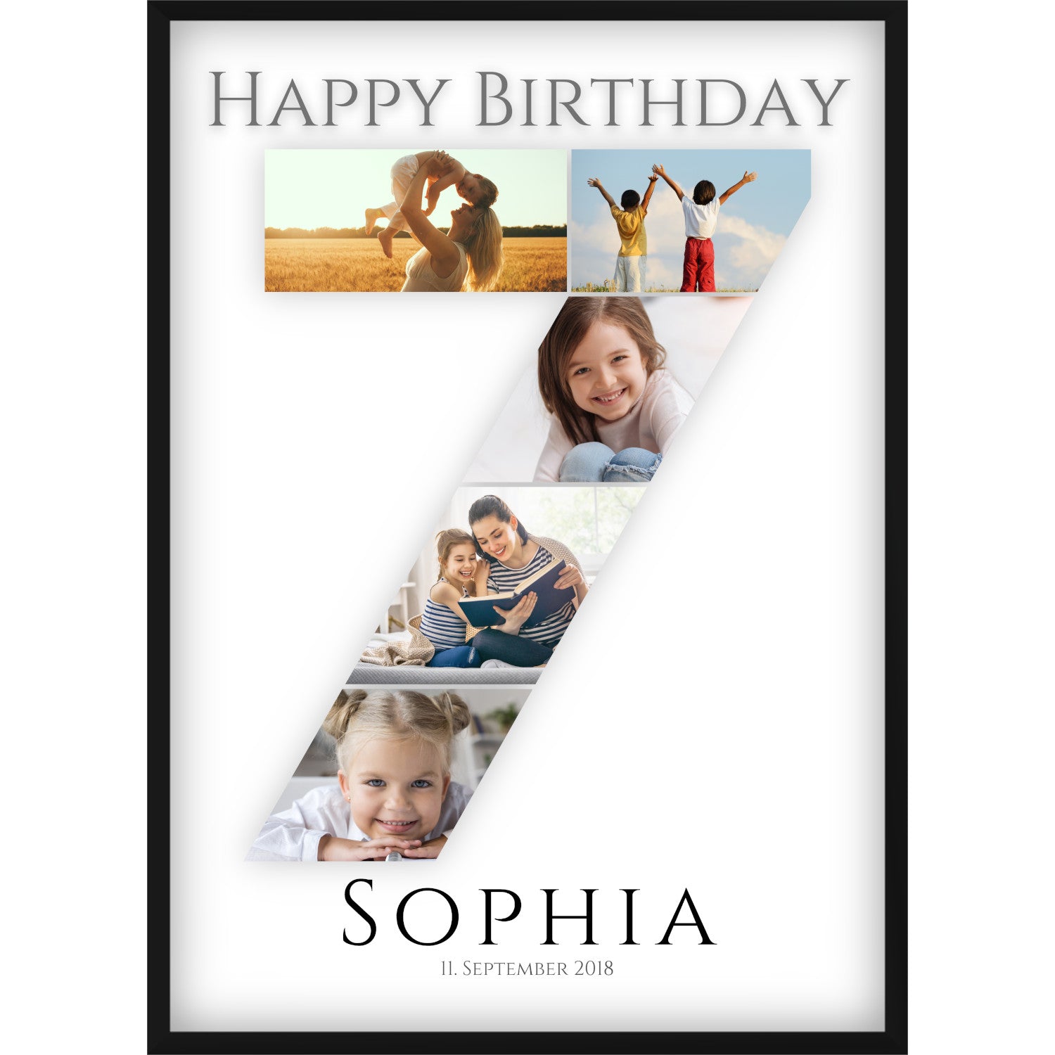 Fotocollage 7. Geburtstag – Personalisiertes Poster mit Fotos & Name | Geschenk zum 7 Geburtstag