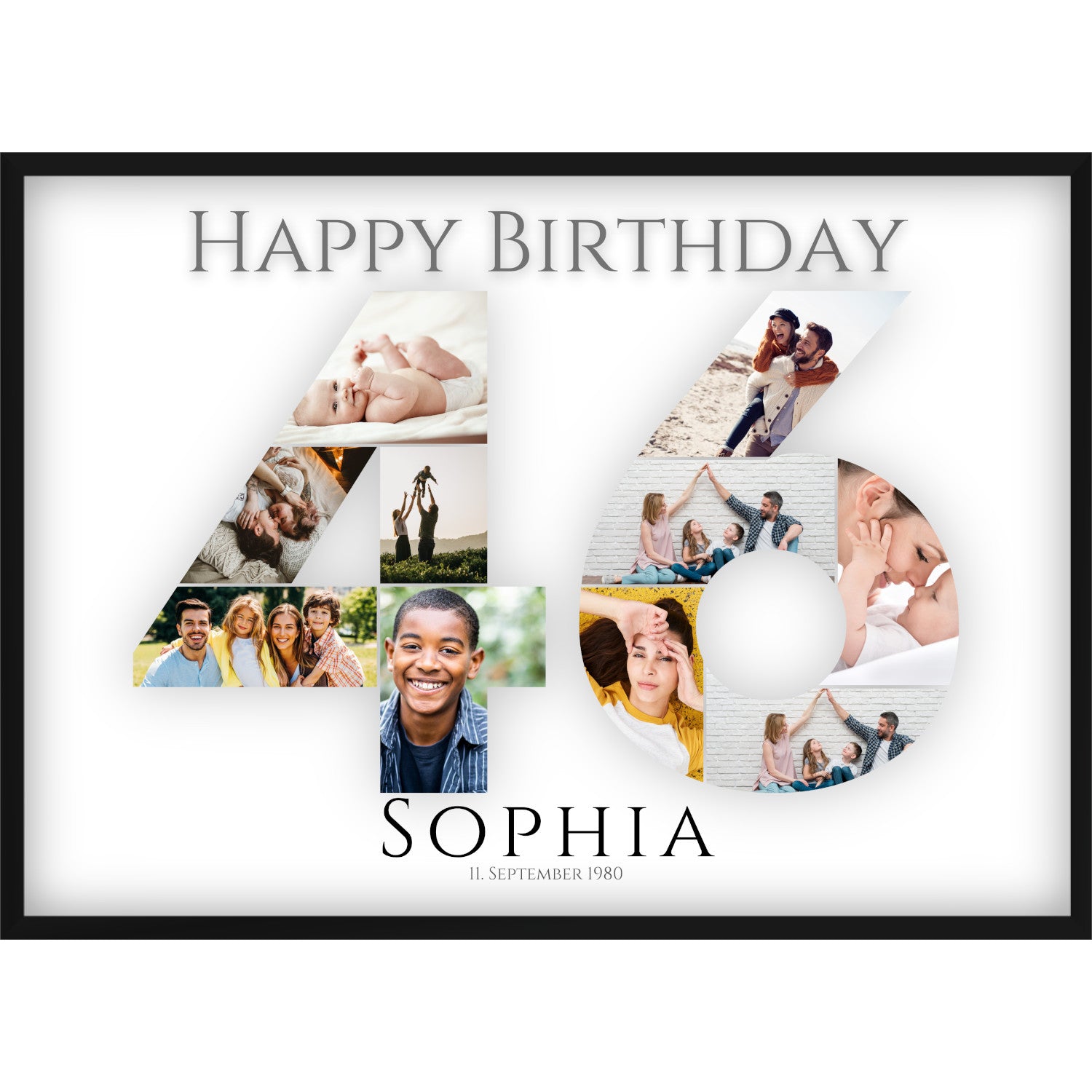 Fotocollage 46. Geburtstag – Personalisiertes Poster mit Fotos & Name | Geschenk zum 46 Geburtstag
