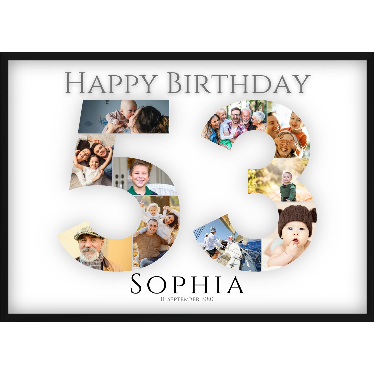 Fotocollage 53. Geburtstag – Personalisiertes Poster mit Fotos & Name | Geschenk zum 53 Geburtstag