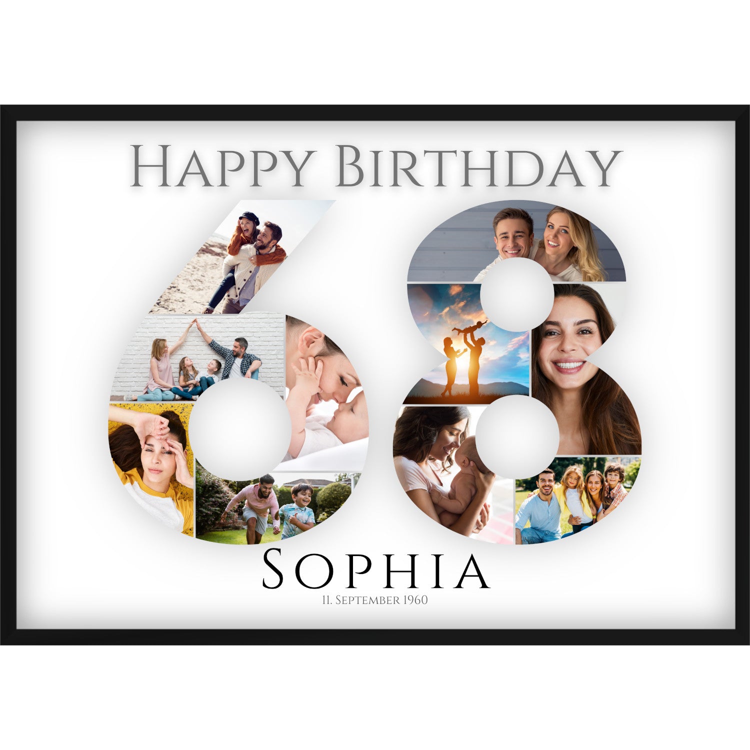Fotocollage 68. Geburtstag – Personalisiertes Poster mit Fotos & Name | Geschenk zum 68 Geburtstag