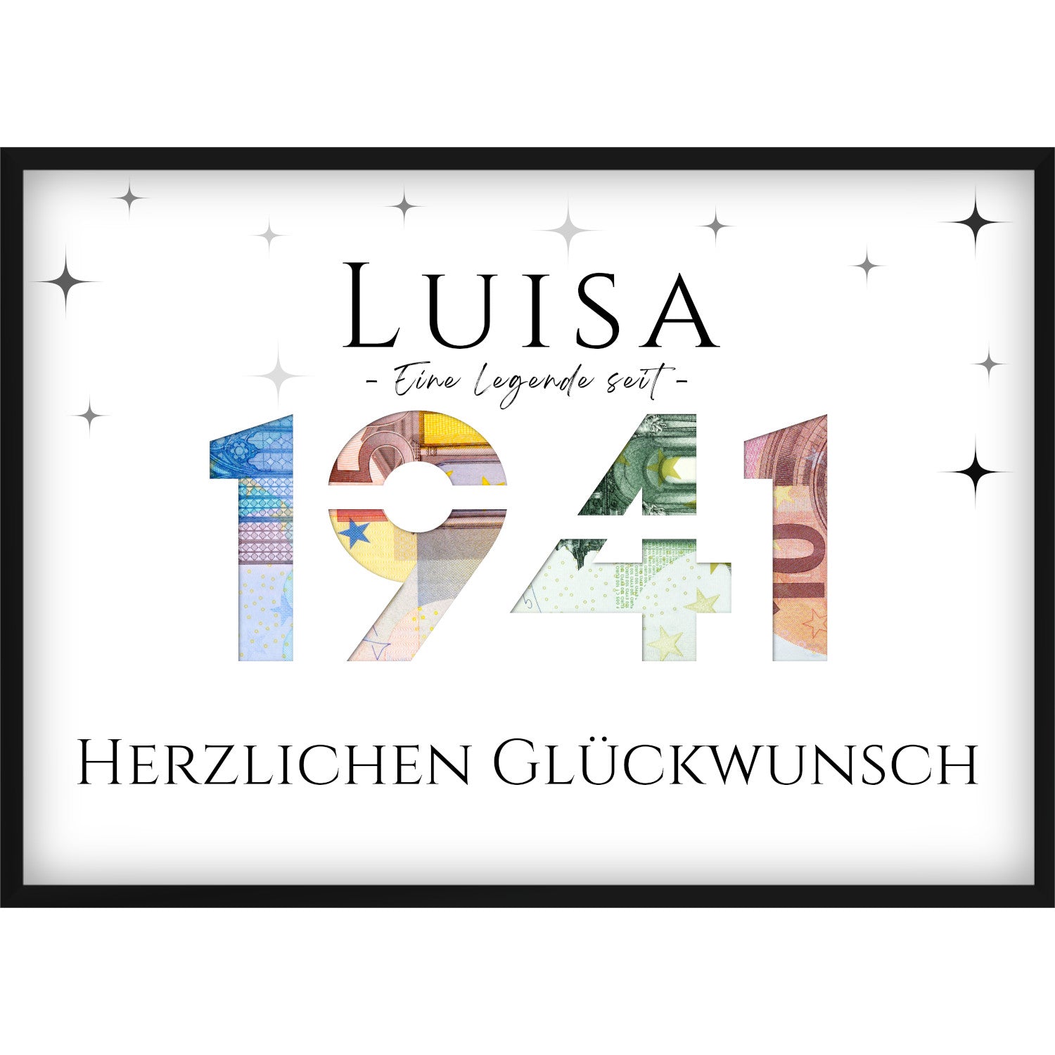 Geldgeschenk zum 85. Geburtstag 1941 – Personalisiertes Poster mit Jahreszahl & Name