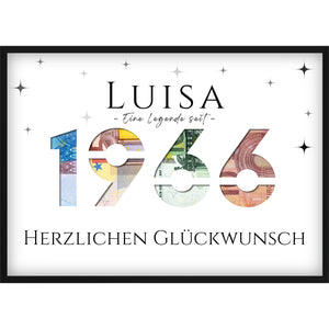 Geldgeschenk zum 60. Geburtstag 1966 – Personalisiertes Poster mit Jahreszahl & Name