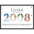 Geldgeschenk zum 18. Geburtstag 2008 – Personalisiertes Poster mit Jahreszahl & Name