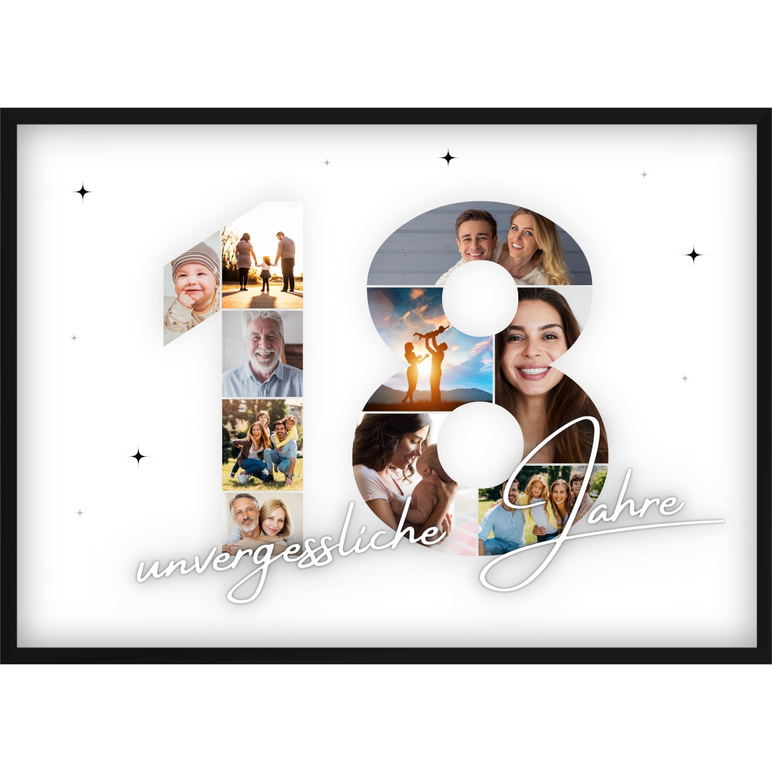 Fotocollage 18. Geburtstag – Personalisiertes Poster mit Fotos & Name | Geschenk zum 18 Geburtstag