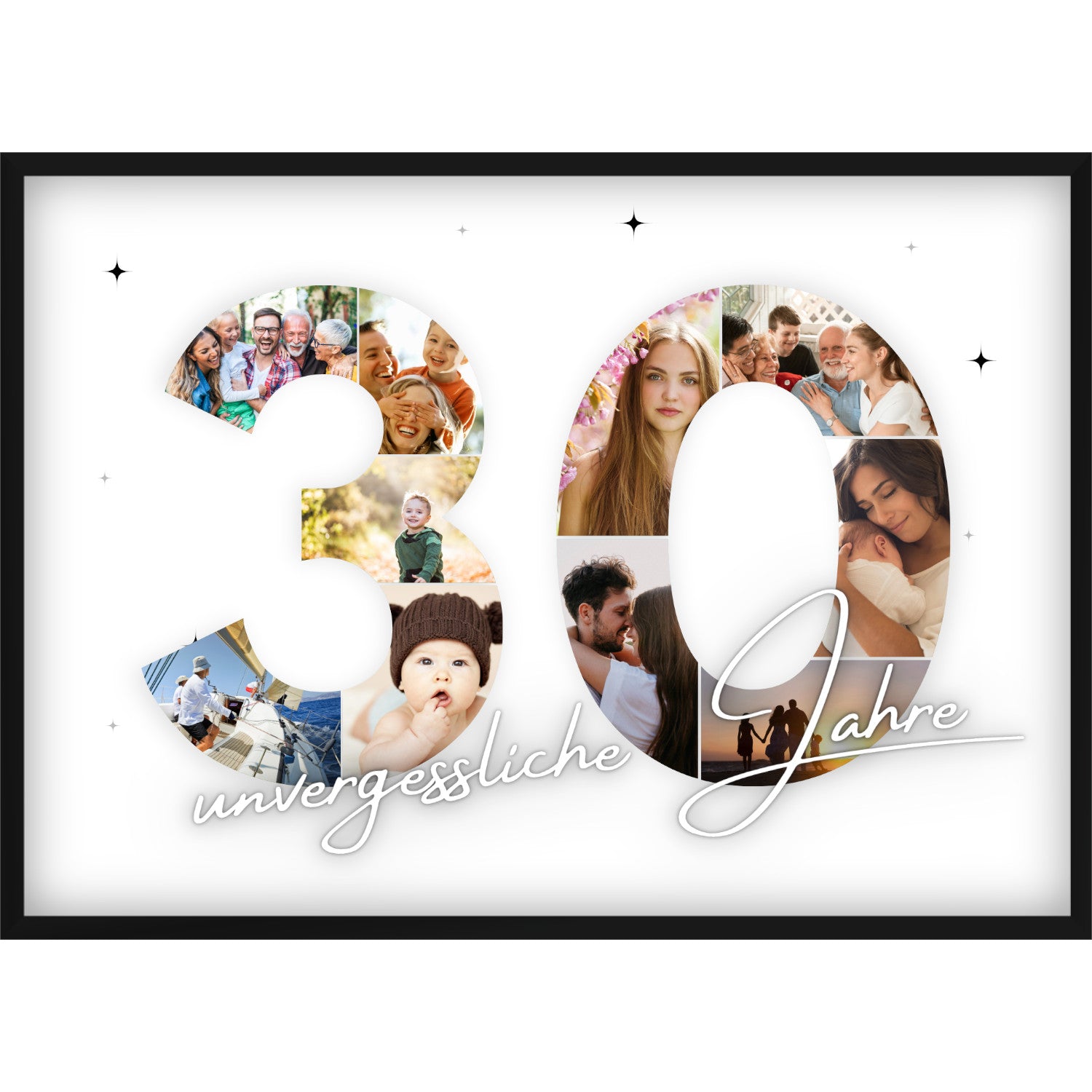Fotocollage 30. Geburtstag – Personalisiertes Poster mit Fotos & Name | Geschenk zum 30 Geburtstag